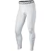 NIKE Men's Pro Tights, White/Matte Silver/Black, Small