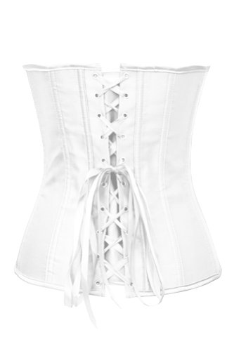 Chicastic-Black-Satin-Sexy-Strong-Boned-Corset-Lace-Up-Bustier-Top-Also-White-Red