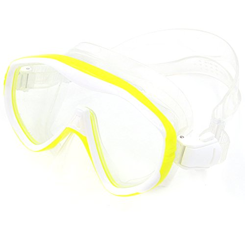 Luerme Swim Goggles Diving Mask Scuba Diving Free Diving Snorkeling Mask Adults Flexible Silicone Tempered Glass Lens PC Frame Face Plates Underwater Sports Diving Goggles Accessories (Yellow) - Thumbnail 2