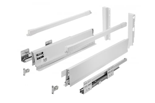 GTV - Modern Box Pro Drawer Runners I L = 500 mm H = 199 mm I White I Drawer with Quiet Closing I Synchronisation of the Travel of the Guides I Load up to 40 kg I PB-MBPRO-KPL500C1