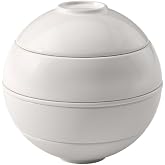 Villeroy &amp; Boch Iconic La Petite Boule Appetizer Set, White, 5 Piece | Premium Porcelain, Made In Germany, Red Dot Winner, Stores As A Sphere, Setting For Two, Dishwasher And Microwave Safe