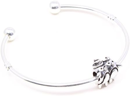 Penguins Charm on Silver Plated Cuff Bracelet