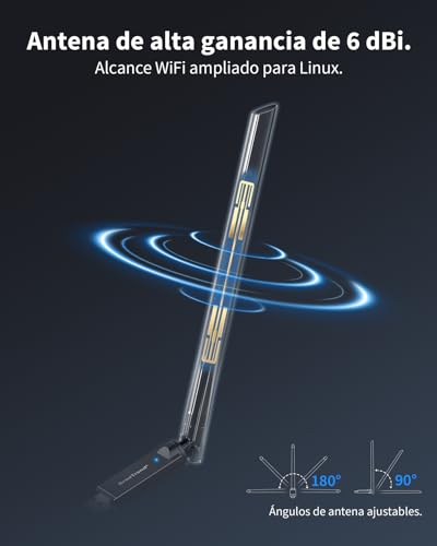 BrosTrend AX900 WiFi 6 USB Linux, Long Range Wi-Fi USB Dongle with 6dBi Antenna for Ubuntu, Debian, Raspberry Pi, Mint, Zorin, Windows etc Linux WiFi Adapter for PC, Dual Band 5GHz and 2.4GHz