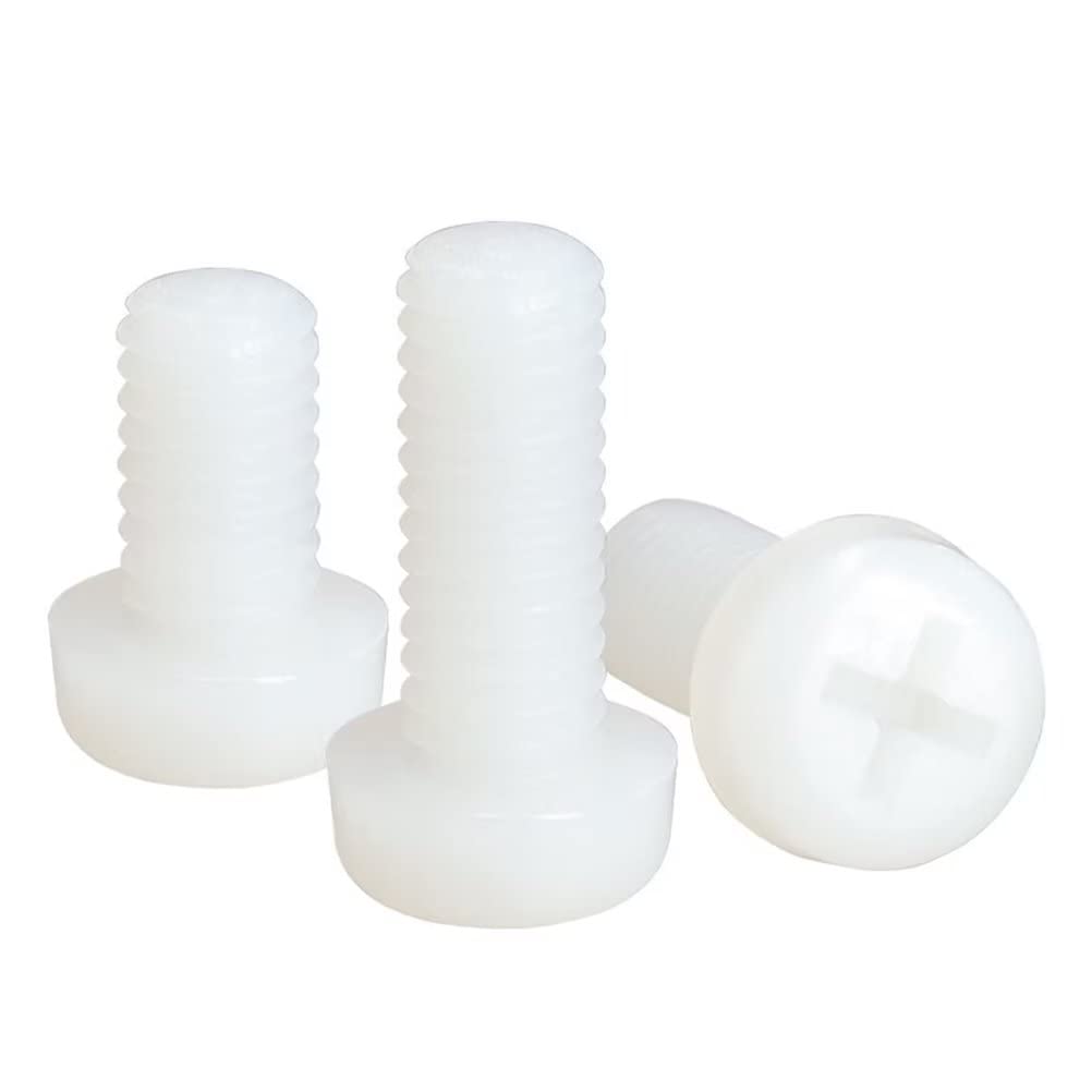 FEEIMOL Plastic Screws Nylon Phillips Cross Pan Head Machine Screws White M8x50mm (40 pcs)