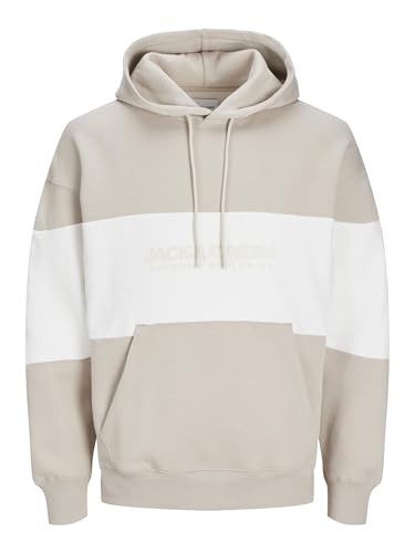 JACK & JONES Jjelegacy Noos Pls Sweat à Capuche bloquant Sweatshirt, Beige Clair, 5XL Homme