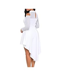 Lrady vestido de noche de malla transparente para mujer, talla grande, peplum alto y bajo, vestido de fiesta