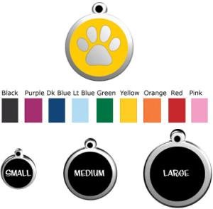 Red Dingo Pet Id Tag ~Paw Print~ Large Yellow