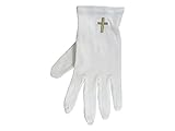 Large White Gloves with Gold Cross