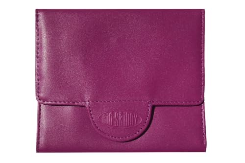 Big Skinny Women's Trixie Leather Tri-Fold Slim Wallet, Holds Up to 30 Cards, Plum Purple