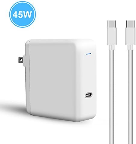 [UL Listed] 45W USB C Power Adapter, Fast Charge QC3.0 Wall Charger for MacBook 2015/2016, iPhone X/8/8 Plus, Samsung S9/S8, Nexus 5X/6P and More USB Type C Tablets/Smartphones(USB C-C Cable included）