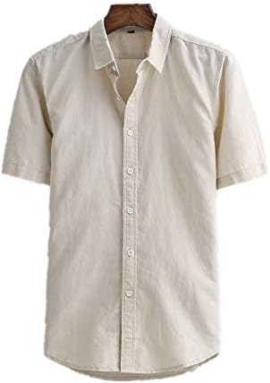 dffg455u Men's Short Sleeve Linen Cuban Camp Guayabera Shirt