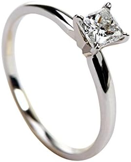 18k White Gold 0.45 ct Princess Shape GIA Certified Diamond Ring ( F COLOR, I2 CLARITY ) Ring Size 6