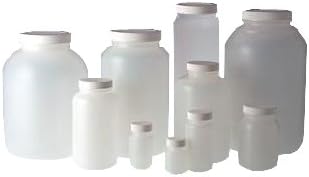 Qorpak PLA-03312 HDPE Collared Wide-Mouth Round Bottle with 89-400 Neck Finish, 128 oz./3840mL Capacity, 155mm Diameter, 252mm Height, Natural, Pack of 4