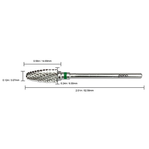Pana 3/32" Flame Bit Safety Nail Carbide Bit - Silver Color (Grit: Coarse - C) for Electric Dremel Drill Machine