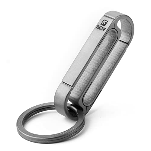 FEGVE Belt Clip Key Holder, Titanium Carabiner Keychain Clip with Key Ring, Double Sided Design