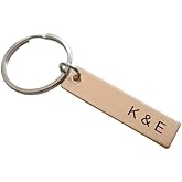 Custom Personalized Bronze Keychain, Engraved Initials, Anniversary Gift, Husband Wife Key Chain, Boyfriend Girlfriend Gift, Customized Couples Keychain