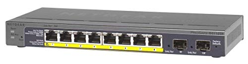 NETGEAR #GS110TP-200NAS Prosafe 8-Port Gigabit PoE Smart Switch with 2 Gigabit Fiber SFP