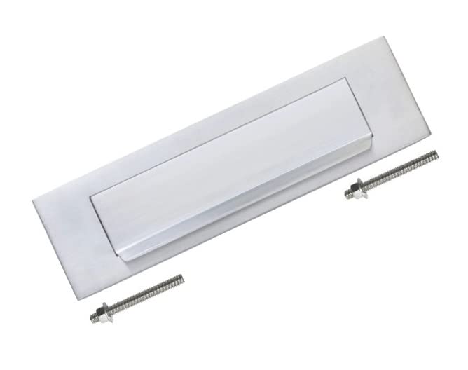 TERF® 250mm X 75mm Traditional Type Silver Letter Postal Plate Gravity Letter Plate Aluminium 250mm X 75mm (10'' X 3'') Letter Postal Box Cover Plate Gravity including Fixing Screw