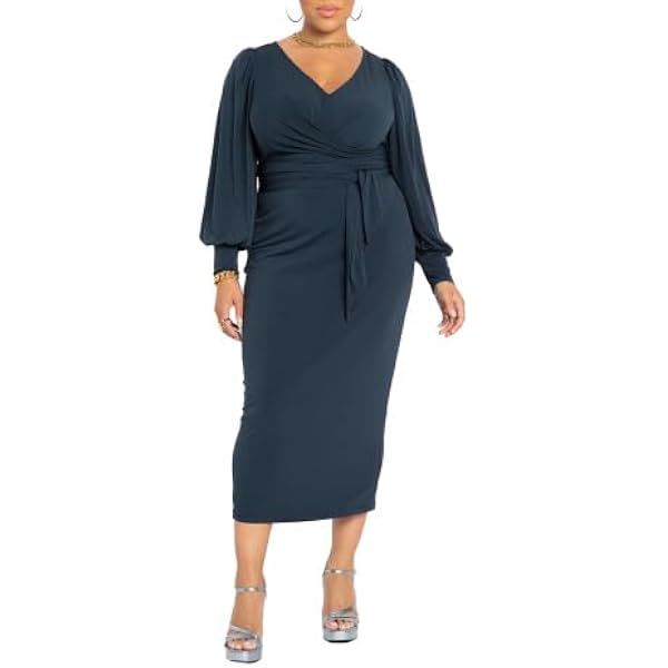 ELOQUII Women's Plus Size Ponte Twist Detail Dress