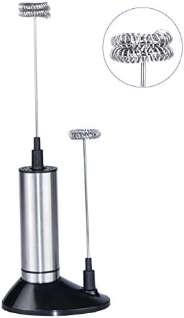 Afader Milk Frother Handheld Battery Operated Stainless Steel Electric Foam Maker With Double Spring Whisk Head,Single Spring Whisk Head, Stabd For Cappuccinos, Lattes and Bulletproof Coffee