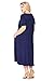 Modern Kiwi Plus Size Short Sleeve Flowy A-Line Pocket Midi Maxi Dress Navy 4X