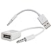 MonkeyJack USB 2.0 Charger Interface Male to 3.5mm Jack Audio Male Adapter Cable + 3.5MM AUX Male to USB 2.0 Female Converter Cable Car Speaker Audio Converter Data Transfer Line