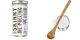 SKINNY and CO. 100% Raw Peppermint & Coconut Oil Pulling Set for Healthier Teeth and Gums (8.5 Oz) with a 100% Natural Bamboo Spoon