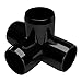 FORMUFIT 1-1/4” 4-Way Tee Furniture Grade PVC Fitting in Black, Made in USA, UV-Resistant, Impact-Proof, 1.660” Actual Socket Diameter (Pack of 4) - F1144WT-BK-4