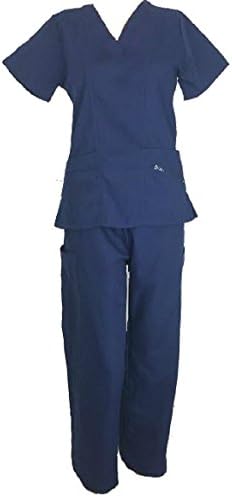 Medical Nursing Scrub Set UNISEX top pant sizes XS S M L XL 2XL (XL, Navy)