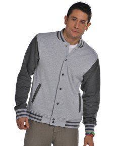 FDM Unisex Varsity / University Jacket (Contrast Sleeves) (XL) (Purple/White)
