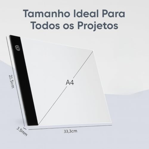 Mesa de Luz LED A4 Profissional para Desenho e Decalque – Prancheta Luminosa Ultra Fina com Controle de Brilho USB para Artistas, Tatuadores, Arquitetos e Artesanato Prancheta de Desenho