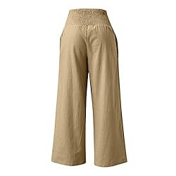 JIOEEH Linen Pants Leg Palazzo Pants for Nude