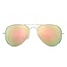 JM Retro Mirror Aviator Sunglasses for Men Women Metal Frame Sun Glasses UV 400 Protection (Gold/Pink)