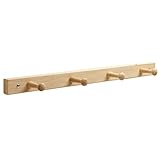 InterDesign Wall Mount Wood Storage Rack – Hanging Hooks for Jackets, Coats, Hats and Scarves - 4 Pegs, Unfinished