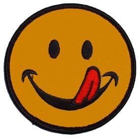 Novelty Embroidery Iron on Patch - Style Collection - Licking Smiley Face Applique