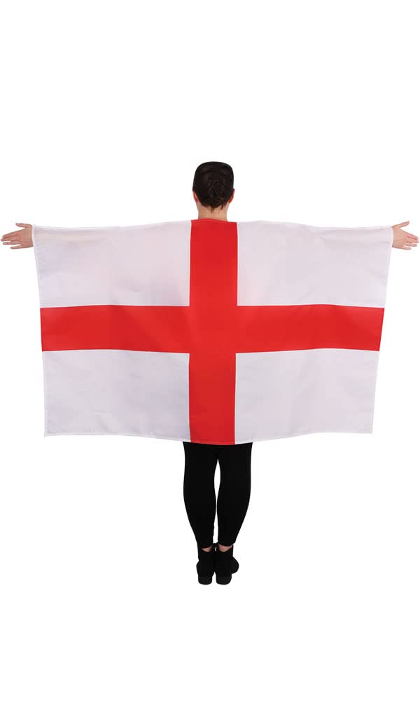 Wicked Costumes England Flag Cape 5x3ft – St George Cross Supporter Costume for Euros, World Cup, Football & Sporting Events