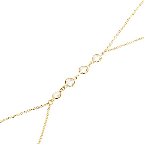 Finrezio Thin Sexy Gold Cross Body Belly Chains Necklace Jewelry for Women 4Pcs a Set
