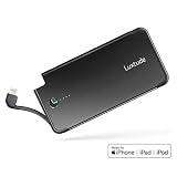 Luxtude PowerEasy 5000mAh Ultra Slim Portable Phone Charger for iPhone, Apple Certified Power Bank with Built in Lightning Cable, Fast Charging External Battery Pack for iPhone Xs/XR/X/8/8P/7/6/6S