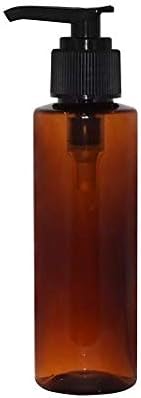 WM (Pack of 24) 4 oz Amber Refillable, Reusable Empty Plastic Cylinder Bottles w/Lotion Pump Cap – Mfg. USA DIY, Oils, Aromatherapy, Shampoo, Paint, Soap, Perfume, Moisturizer, Arts & Crafts, Juice
