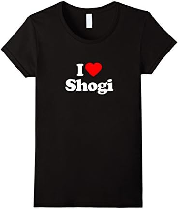Womens I Love SHOGI T-Shirt Heart Funny Tee Small Black