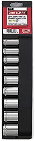 Craftsman 9 pc 12 pt. Deep, 3/8 inch drive Socket Set - INCH SAE Deep Socket set, Includes 3/8", 7/16", 1/2", 9/16", 5/8", 11/16", 3/4", 13/16" & 7/8" Inch Deep Sockets