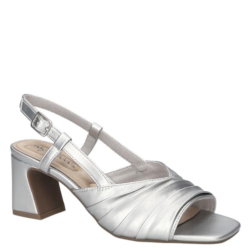 Easy Street Women’s Lucie Heeled Sandal, Silver, 9.5 Narrow