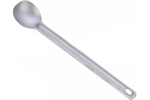 Long Handle Titanium Spoon for Outdoor Camping and Hiking, Ultralight Portable Tableware with Anti-Slip Grip, 21.5cm Lightwei