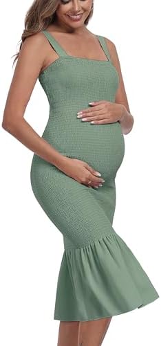 smocked fitted maternity midi dress Pinkblush Mauve Satin Smocked Fitted Maternity Midi Dress Medium
