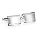UHIBROS Jewelry Stainless Steel Classic Tuxedo Shirt Cufflinks for Men Unique Business Wedding White (Sliver)