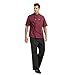 TopTie Short Sleeve Chef Jacket Kitchen Cook Coat Stripe Uniforms-Red-M
