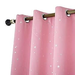 ZJXSNEH Shiny Silver Star Moon Blackout Curtains