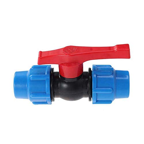 TOOLSTAR Plastic Ball Valve, MDPE Compression Fitting Compression Pipe Joiner with in-Line Ball Valve for use with Water Pipe - 32 mm