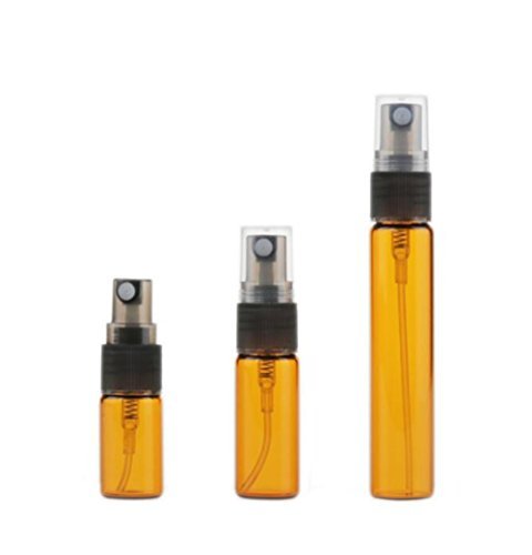 10 Pcs Mini Amber Glass Perfume Spray Bottle Travel Refillable Empty Cosmetic Water Atomizer Bottles Glass Sprayer Pump Bottles (10ml)