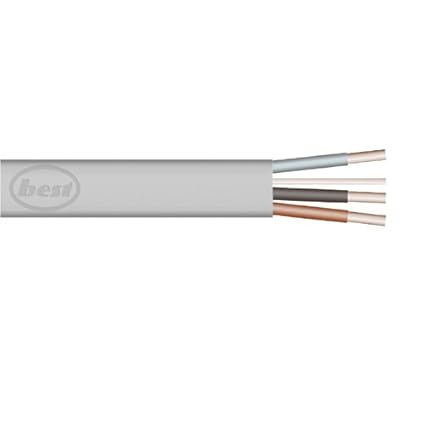 Bulk Hardware BH01439 1,0 mm Flache 3-adrige Kabel Plus Erde 6243Y, 5 Meter Grau Weiß